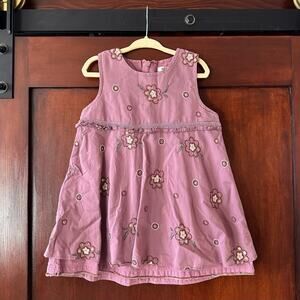 Name It Girls Mauve Embroidered Dress Size 18-24mo Boho Floral 100% Cotton